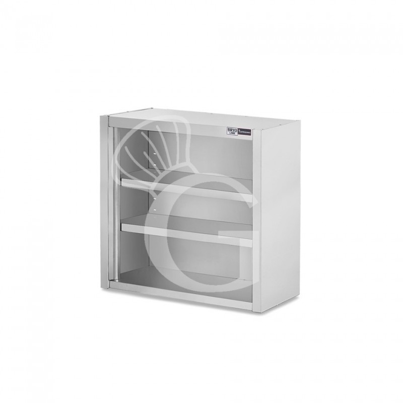 Offener Wandhängeschrank, Edelstahl, 2 Regalböden, B 700 mm x T 400 mm x H 1000 mm