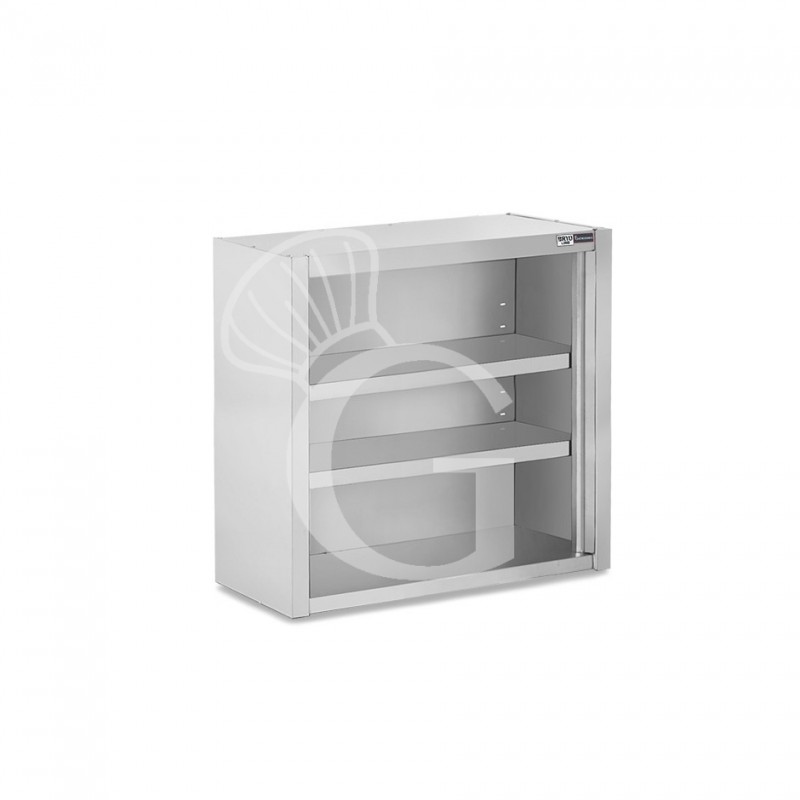 Offener Wandhängeschrank, Edelstahl, 2 Regalböden, B 700 mm x T 400 mm x H 1000 mm