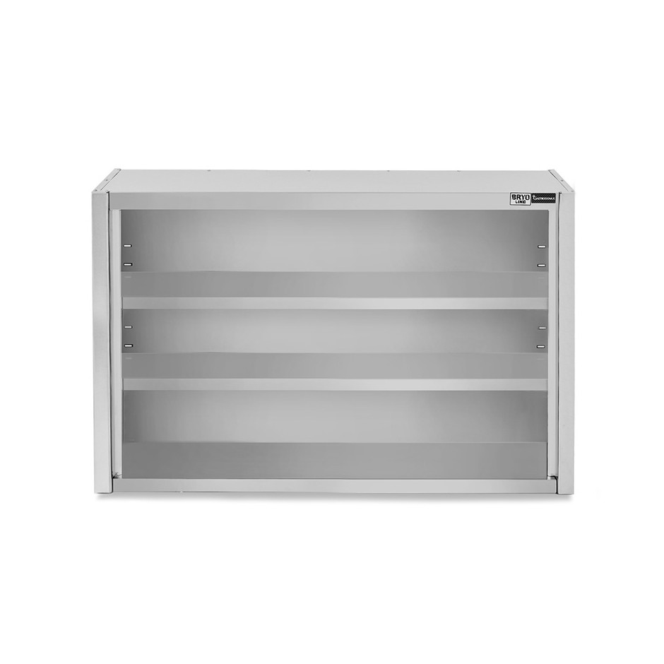 Offener Wandhängeschrank, Edelstahl, 2 Regalböden, B 1300 mm x T 400 mm x H 1000 mm