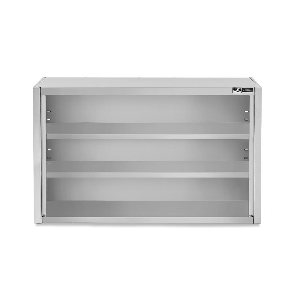 Offener Wandhängeschrank, Edelstahl, 2 Regalböden, B 1500 mm x T 400 mm x H 1000 mm