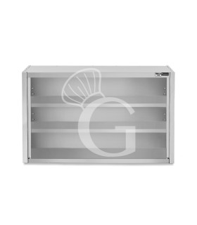 Offener Wandhängeschrank, Edelstahl, 2 Regalböden, B 1600 mm x T 400 mm x H 1000 mm