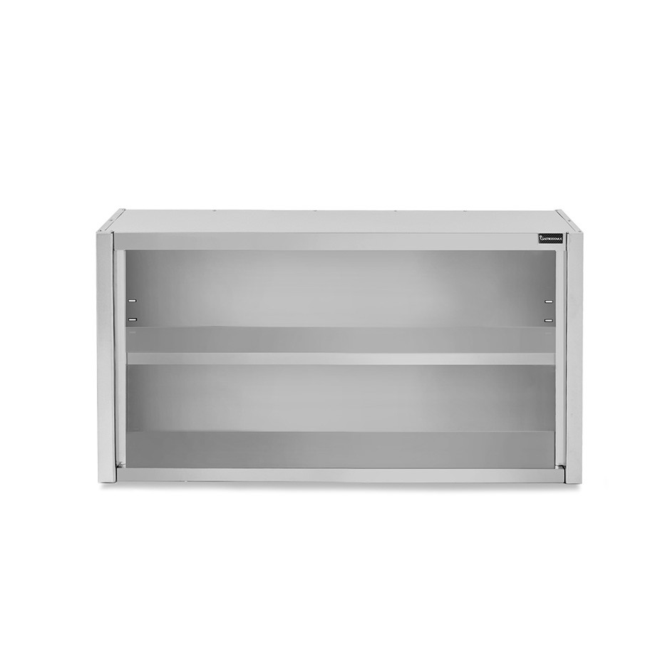 Pensile a giorno in acciaio inox con 1 ripiano, L 1100 mm x P 400 mm x H 800 mm