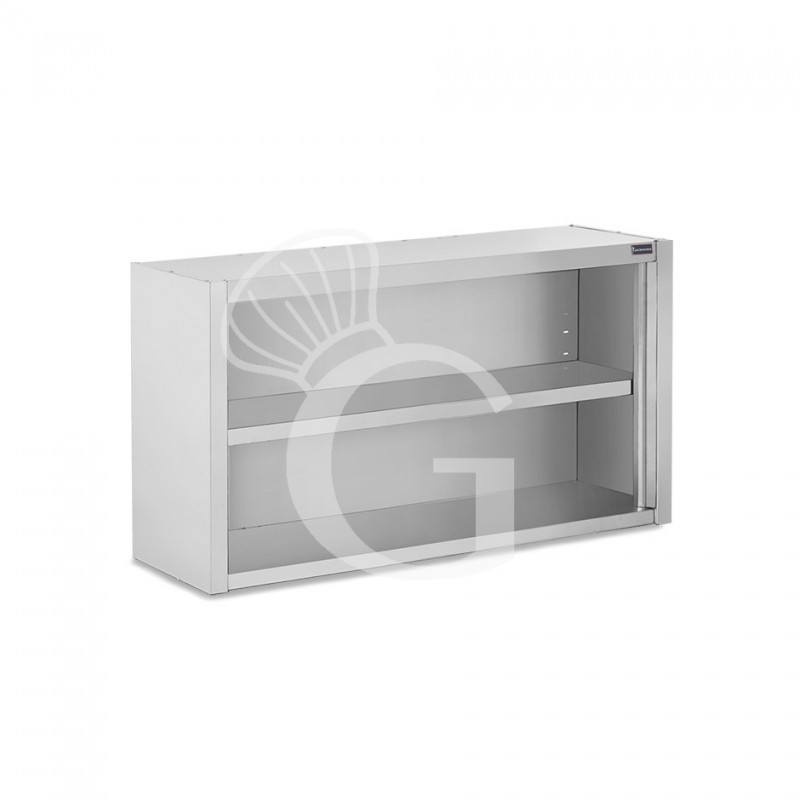 Pensile a giorno in acciaio inox con 1 ripiano, L 1100 mm x P 400 mm x H 800 mm
