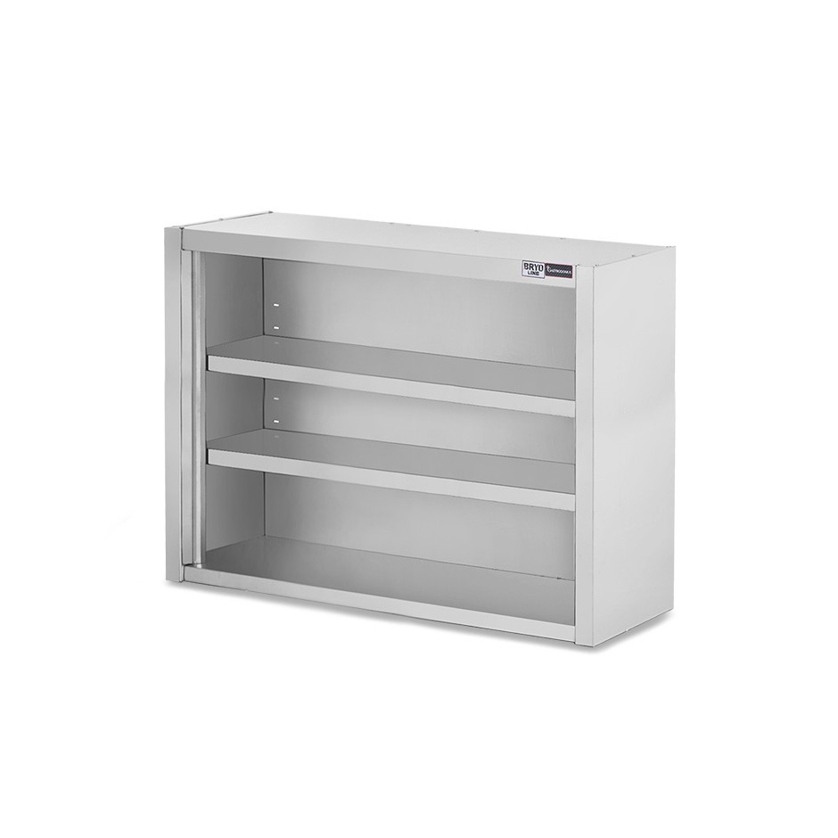 Offener Wandhängeschrank, Edelstahl, 2 Zwischenböden, B 1000 mm x T 400 mm x H 1000 mm