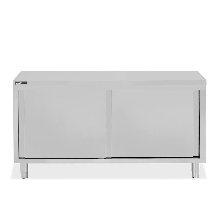 Schranktisch / Arbeitsschrank, Edelstahl, 2 Schiebetüren, B 1700 mm x T 600 mm x H 850 mm