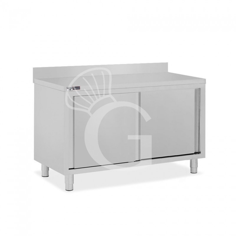 Schranktisch / Arbeitsschrank, 2 Schiebetüren, Aufkantung, B 1400 mm x T 800 mm x H 950 mm