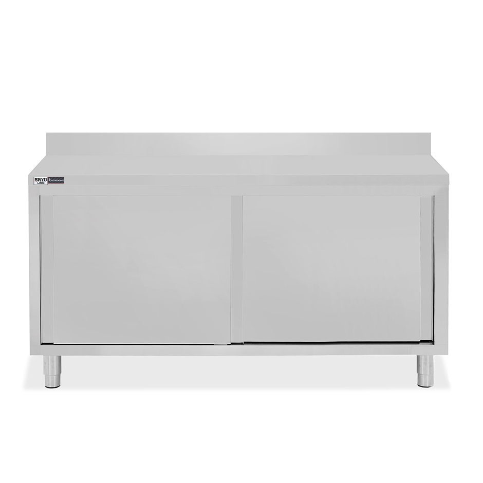 Schranktisch / Arbeitsschrank, 2 Schiebetüren, Aufkantung, B 1700 mm x T 800 mm x H 950 mm