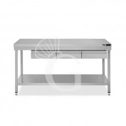 Edelstahltisch, Grundboden, 3 Schubladen, B 1700 mm X T 600 mm X H 865mm