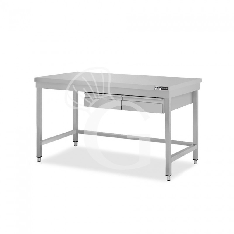 Edelstahltisch, 2 Schubladen, B 1300 mm X T 600 mm X H 865 mm