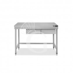 Edelstahltisch, 2 Schubladen, B 1300 mm X T 600 mm X H 865 mm