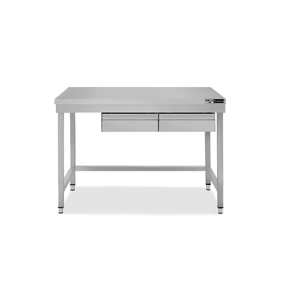 Edelstahltisch, 2 Schubladen, B 1300 mm X T 600 mm X H 865 mm
