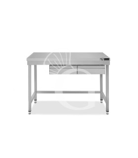 Edelstahltisch, 2 Schubladen, B 1200 mm X T 700 mm X H 865 mm