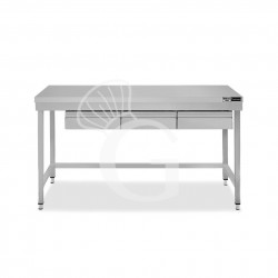 Edelstahltisch, 3 Schubladen, B 1400 mm X T 600 mm X H 865 mm