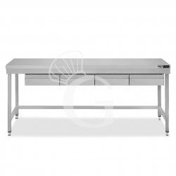 Edelstahltisch, 4 Schubladen, B 1800 mm X T 600 mm X H 865 mm