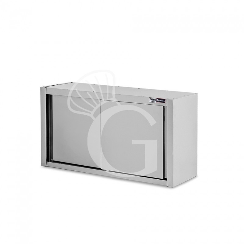 Wandhängeschrank, Edelstahl, Schiebetüren, 1 Zwischenboden, B 1000 x T 400 x H 650 mm