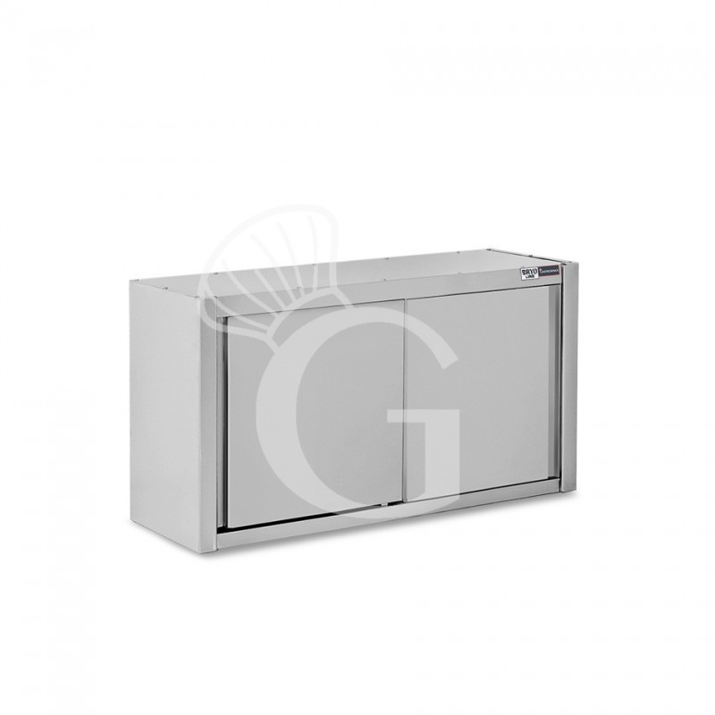 Wandhängeschrank, Edelstahl, Schiebetüren, 1 Zwischenboden, B 1000 x T 400 x H 650 mm