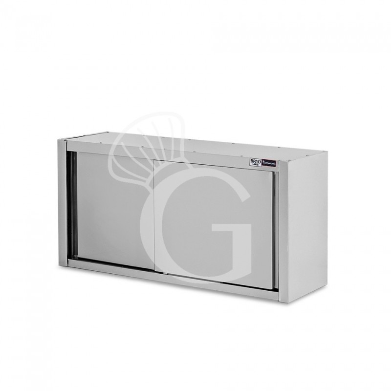 Wandhängeschrank, Edelstahl, Schiebetüren, 1 Zwischenboden, B 1200 x T 400 x H 650 mm