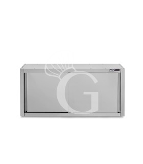 Wandhängeschrank, Edelstahl, Schiebetüren, 1 Zwischenboden, B 1500 x T 400 x H 650 mm
