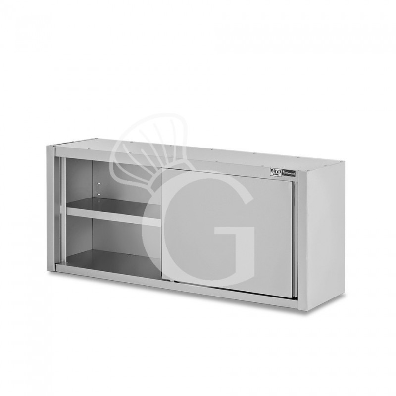 Wandhängeschrank, Edelstahl, Schiebetüren, 1 Zwischenboden, B 1700 mm x T 400 mm x H 650 mm