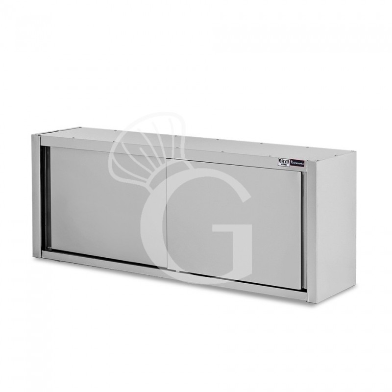 Wandhängeschrank, Edelstahl, Schiebetüren, 1 Zwischenboden, B 1900 x T 400 x H 650 mm