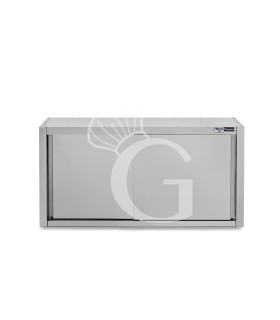 Wandhängeschrank, Edelstahl, Schiebetüren, 1 Zwischenboden, B 1500 x T 400 x H 800 mm