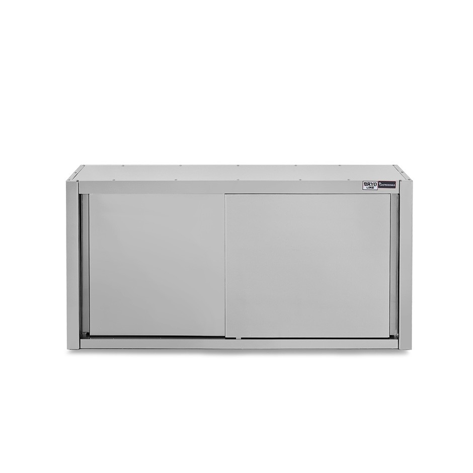 Wandhängeschrank, Edelstahl, Schiebetüren, 1 Zwischenboden, B 1500 x T 400 x H 800 mm
