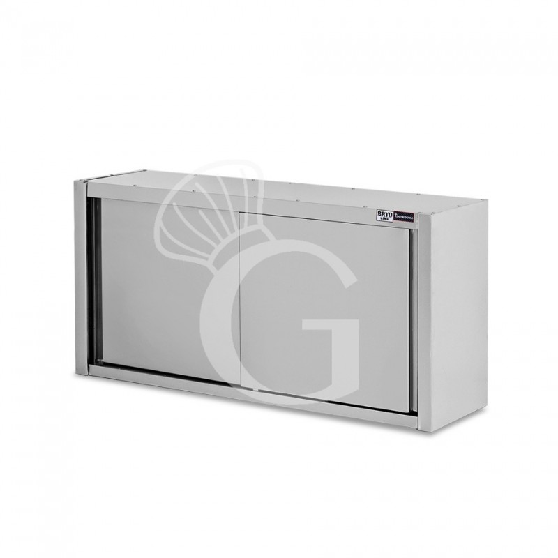 Wandhängeschrank, Edelstahl, Schiebetüren, 1 Zwischenboden, B 1500 x T 400 x H 800 mm