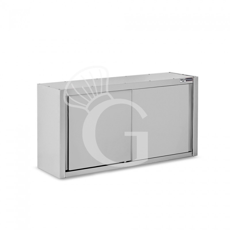 Wandhängeschrank, Edelstahl, Schiebetüren, 1 Zwischenboden, B 1500 x T 400 x H 800 mm
