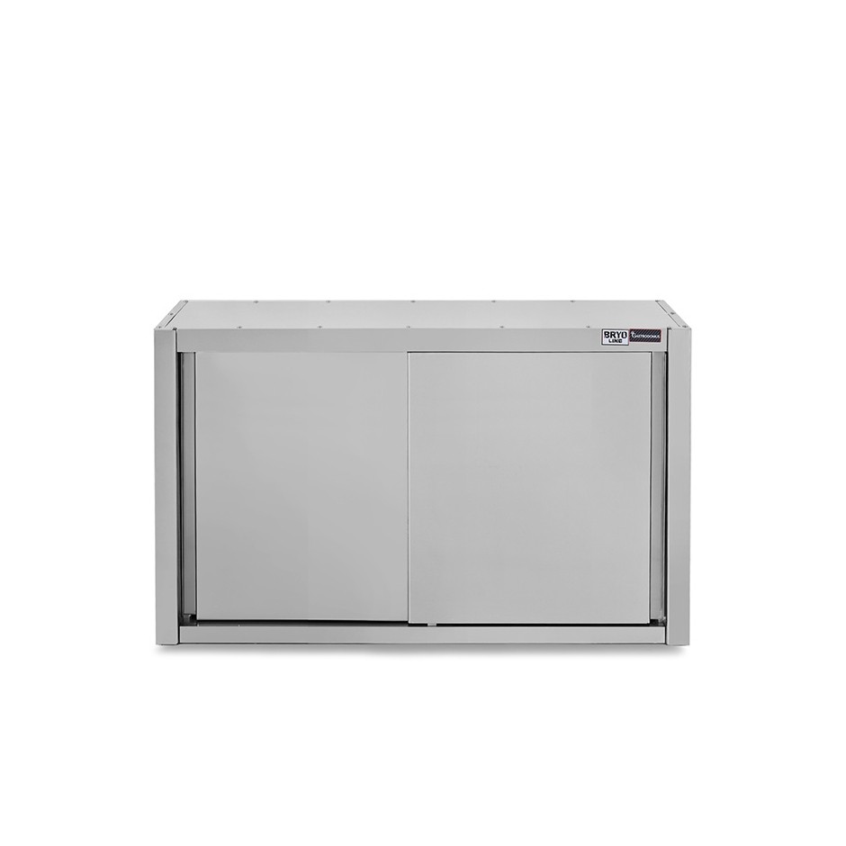 Wandhängeschrank, Edelstahl, Schiebetüren, 2 Regalböden, B 1000 x T 400 x H 1000 mm