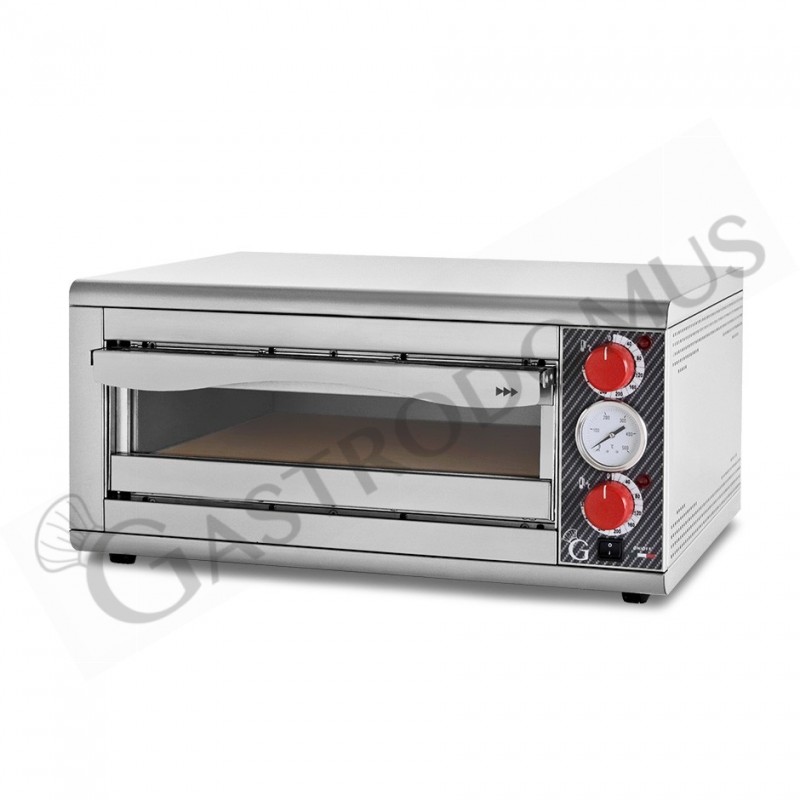 Elektro-Pizzaofen, für 1 Pizza (Ø 350 mm), mechanische Steuerung, 320°, Leistung 1,6 kW, Sichtfenster, Innenbeleuchtung