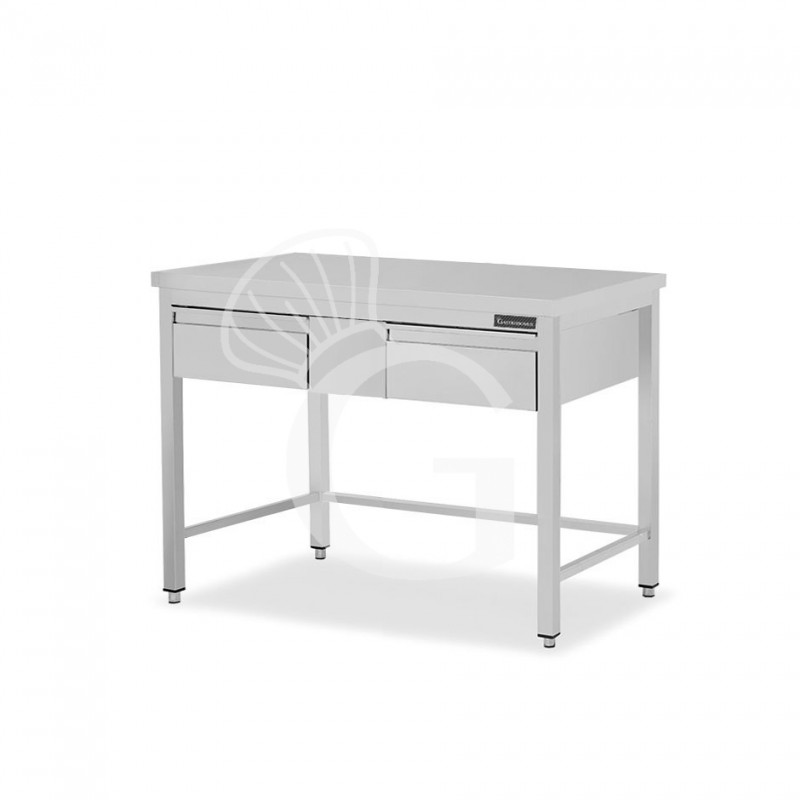 Edelstahltisch, 2 Schubladen, B 1200 mm X T 800 mm X H 850 mm