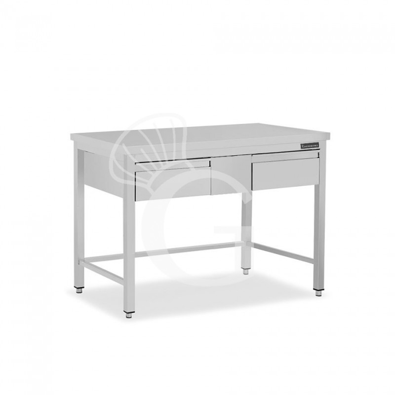 Edelstahltisch, 2 Schubladen, B 1200 mm X T 800 mm X H 850 mm