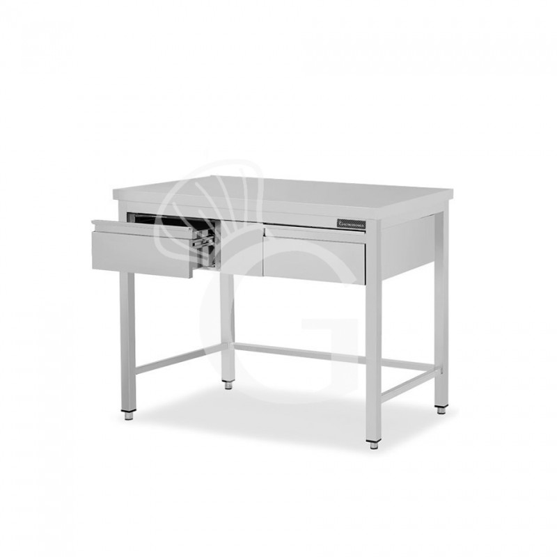 Edelstahltisch, 2 Schubladen, B 1200 mm X T 800 mm X H 850 mm