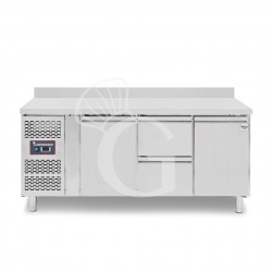 Kühltisch, 2 Schubladen, 2 Türen, Aufkantung, T 700 mm, - 2° C/ + 8° C, Motor auf der linken Seite