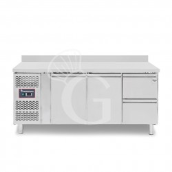 Kühltisch, 2 Schubladen, 2 Türen, Aufkantung, T 700 mm, - 2° C/ + 8° C, Motor auf der linken Seite