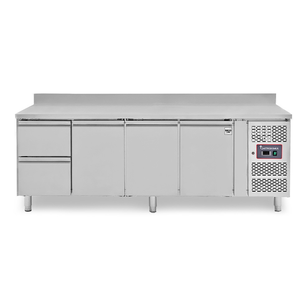 Kühltisch, 3 Türen, 2 Schubladen, Tiefe 700 mm, -2°C/+8°C, Aufkantung