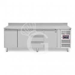 copy of Tavolo refrigerato - 3 porte e 3 cassetti - alzatina - Prof. 700 -2°C/+8°C