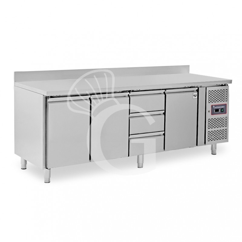 copy of Tavolo refrigerato - 3 porte e 3 cassetti - alzatina - Prof. 700 -2°C/+8°C