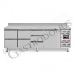 Kühltisch, 1 Tür, 7 Schubladen, Aufkantung, Tiefe 700 mm, -2°C/+8°C