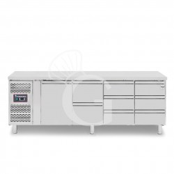 Kühltisch, 8 Schubladen, 1 Tür, T 700 mm, - 2° C/ + 8° C, Motor auf der linken Seite
