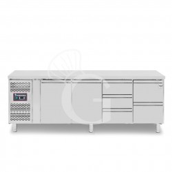 Kühltisch, 5 Schubladen, 2 Türen, T 700 mm, - 2° C/ + 8° C, Motor auf der linken Seite