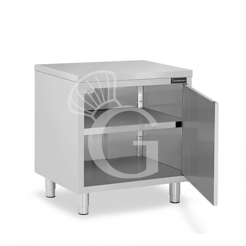 Schranktisch aus Edelstahl 1 Flügeltür B 700 mm x T 600 mm x H 850 mm