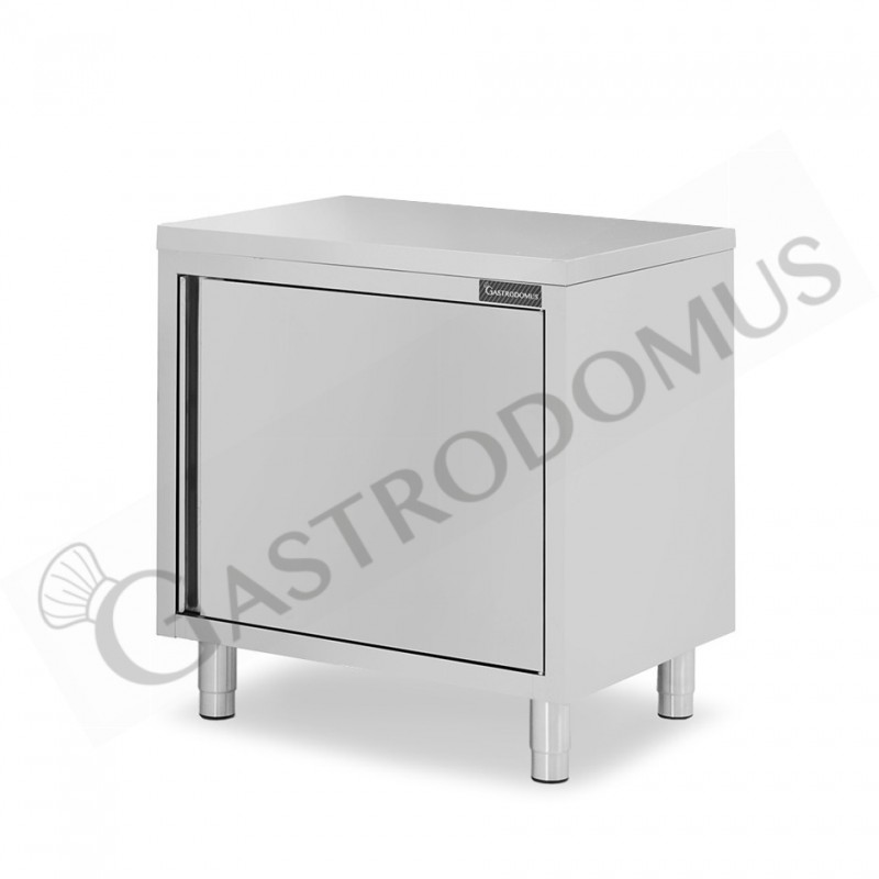 Schranktisch/Arbeitsschrank aus Edelstahl, 1 Flügeltür, B 700 mm x T 700 mm x H 950 mm