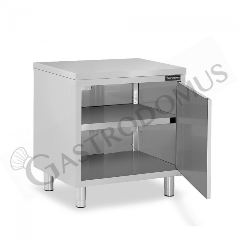 Schranktisch/Arbeitsschrank aus Edelstahl, 1 Flügeltür, B 700 mm x T 700 mm x H 950 mm