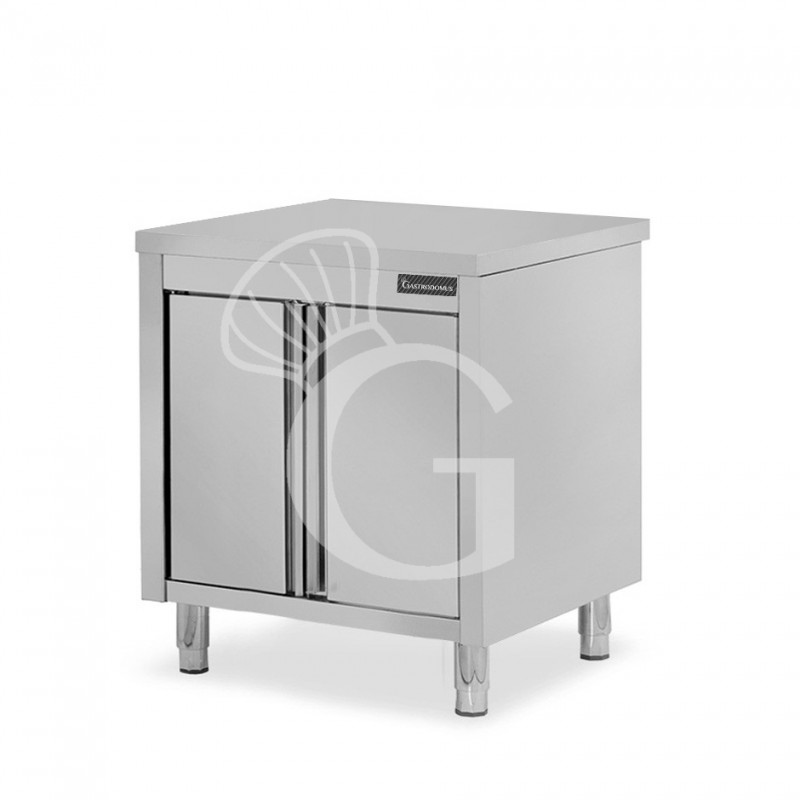 Schranktisch aus Edelstahl 2 Flügeltüren B 900 mm x T 600 mm x H 850 mm