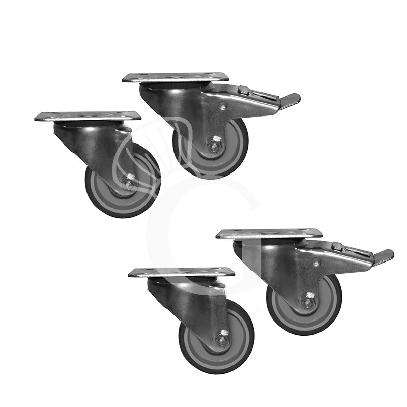 Lenkrollen-Set, davon 2 mit Bremse, Ø 125 mm Lenkrollen-Set, davon 2 mit Bremse, Ø 125 mm