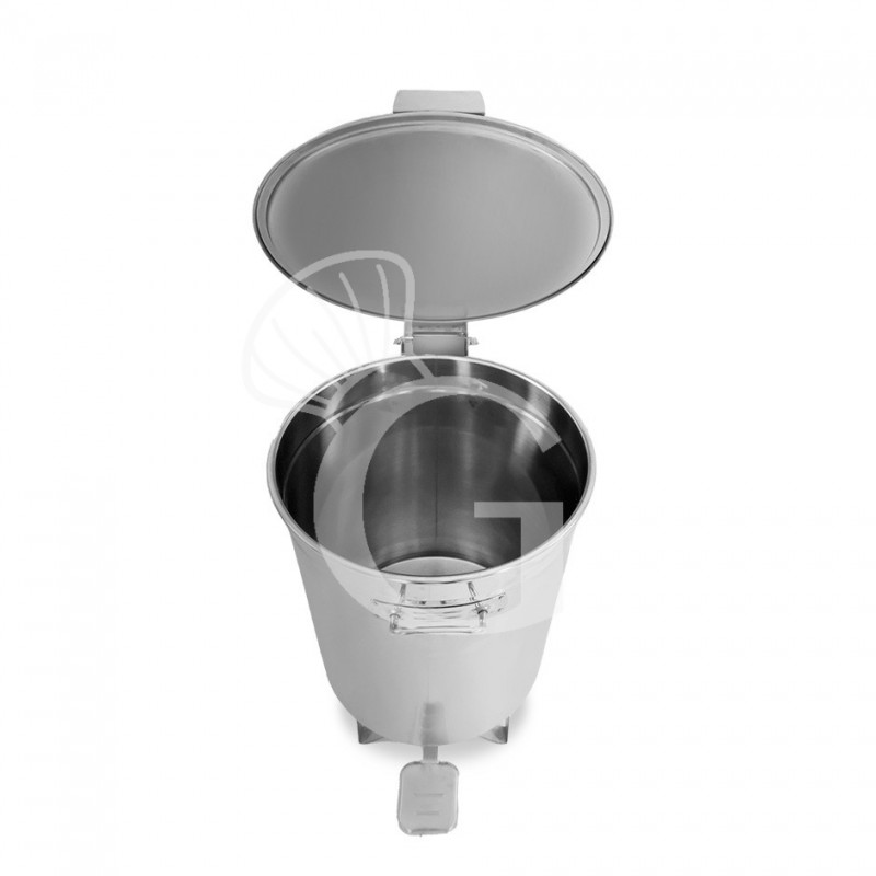 Abfalleimer mit Fußpedal, rund, Ø 390 mm, Edelstahl, 50 Liter