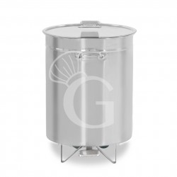Abfalleimer mit Fußpedal, rund, Ø 475 mm, Edelstahl, 75 Liter