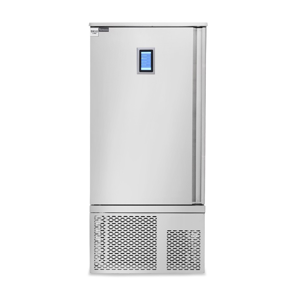 Schockfroster, Edelstahl, dreiphasig, Touch-Screen Display, für 15 GN 1/1 Bleche/Gitter, -18°C/+3°C, aufmontierte Räder