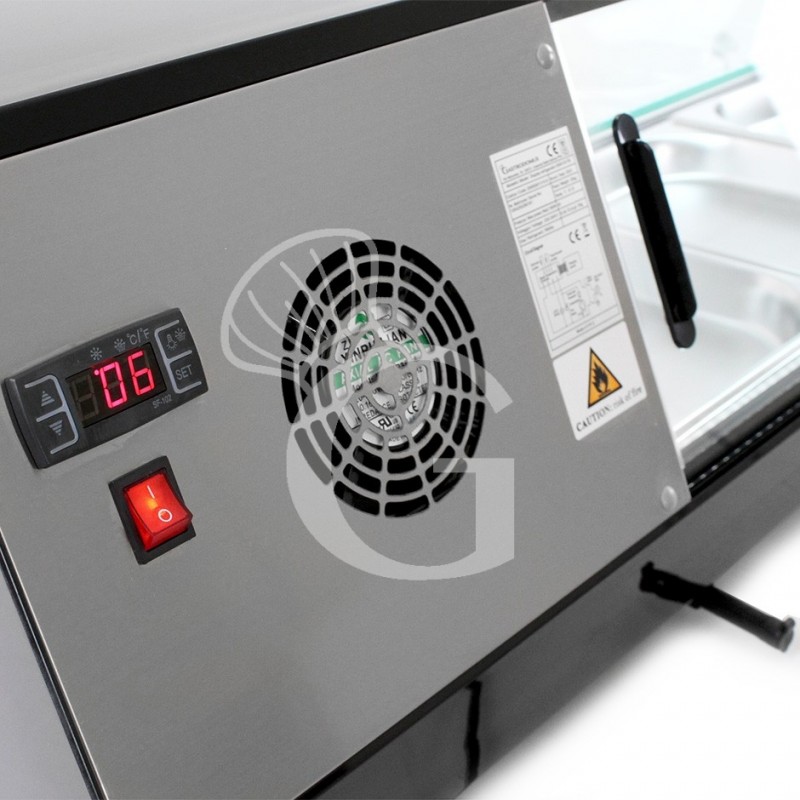 Tapas-Kühlvitrine für 5 x GN1/2 Behälter, 160 Watt, B 1740 mm x T 395 mm x H 375 mm